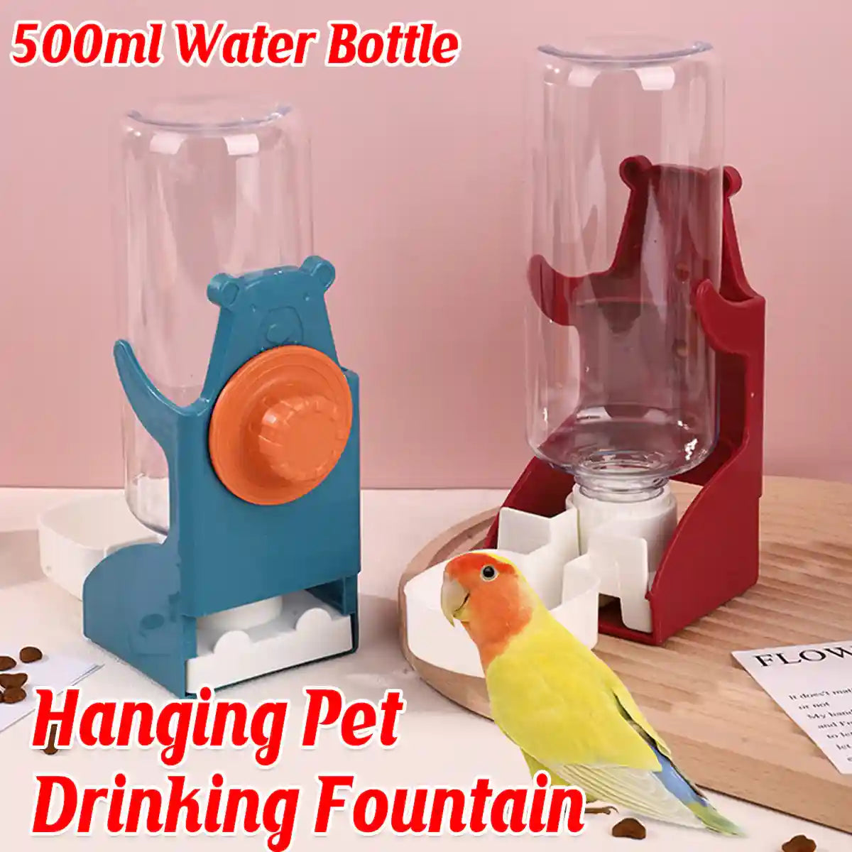 Spill-Proof Hanging Bird Water Bottle 500ml | Easy-Clean Feeder ...