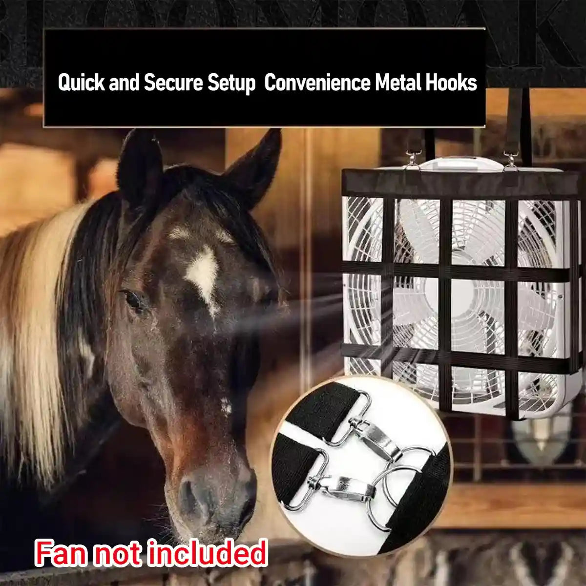 Stable Fan Bag Heavy-Duty Hanging Fan Holder for Barn & Horse Stalls