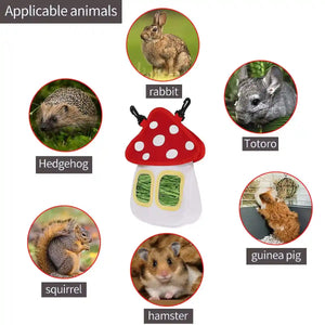 Hay Feeder Bag Cute Mushroom Rabbit Hay Feeder for Small Pets