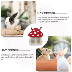 Hay Feeder Bag Cute Mushroom Rabbit Hay Feeder for Small Pets
