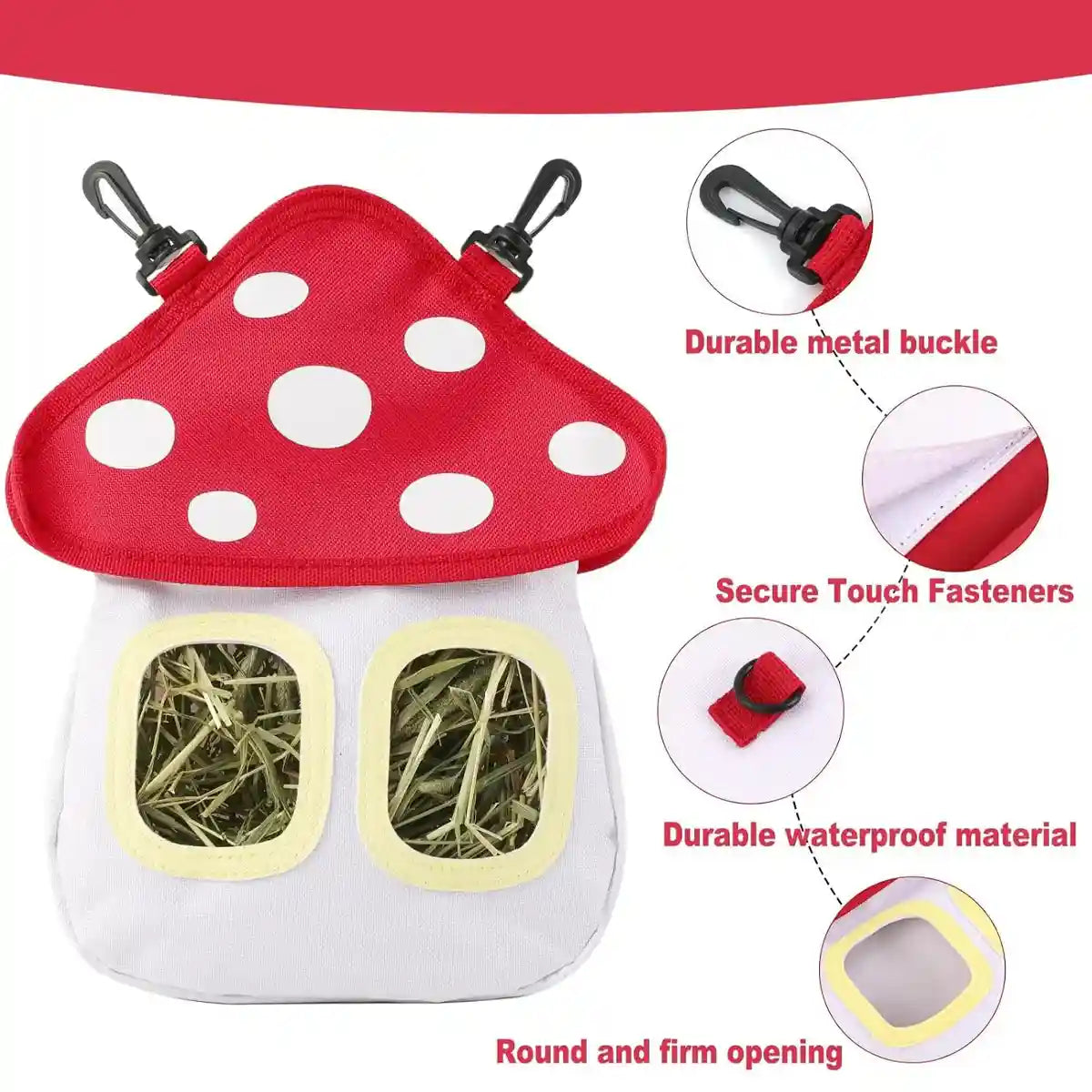 Hay Feeder Bag Cute Mushroom Rabbit Hay Feeder for Small Pets