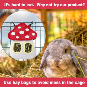Hay Feeder Bag Cute Mushroom Rabbit Hay Feeder for Small Pets