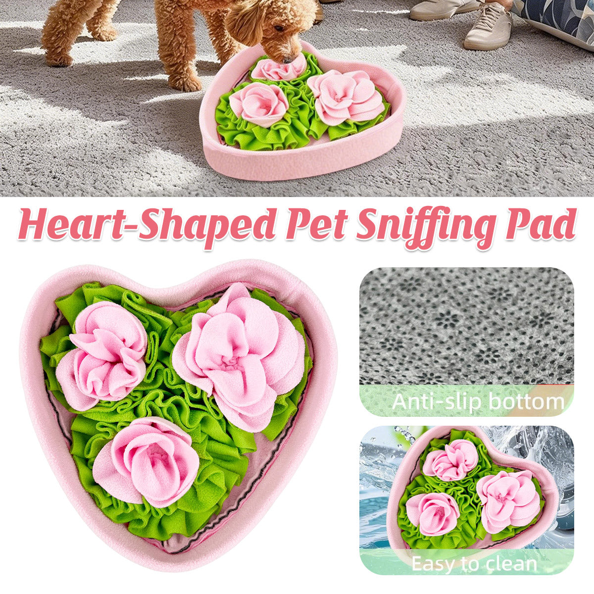 Love-shaped Rose Pet Sniffing Mat
