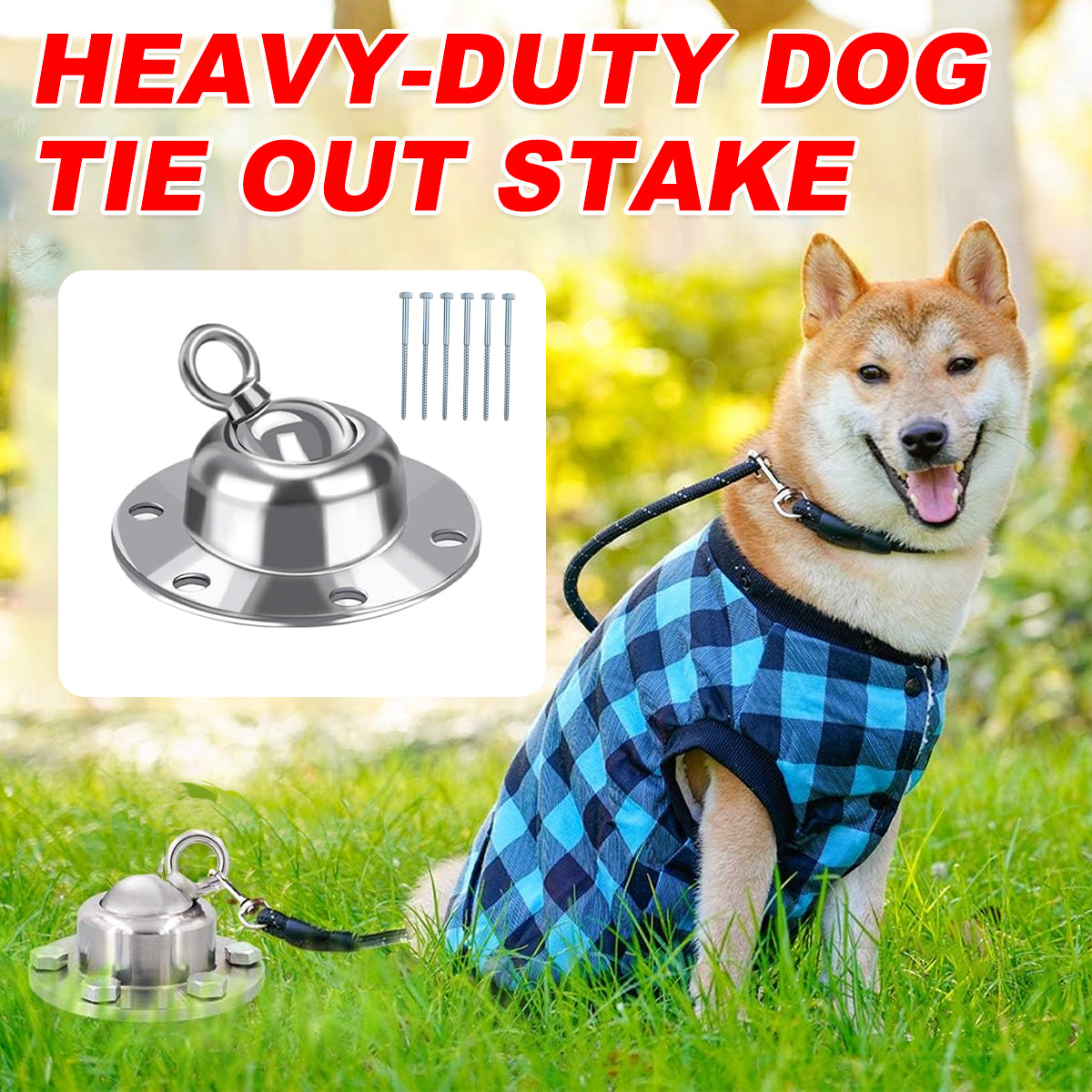 Heavy Duty Dog Tie Out Stake with 360 Degree Swivel Base