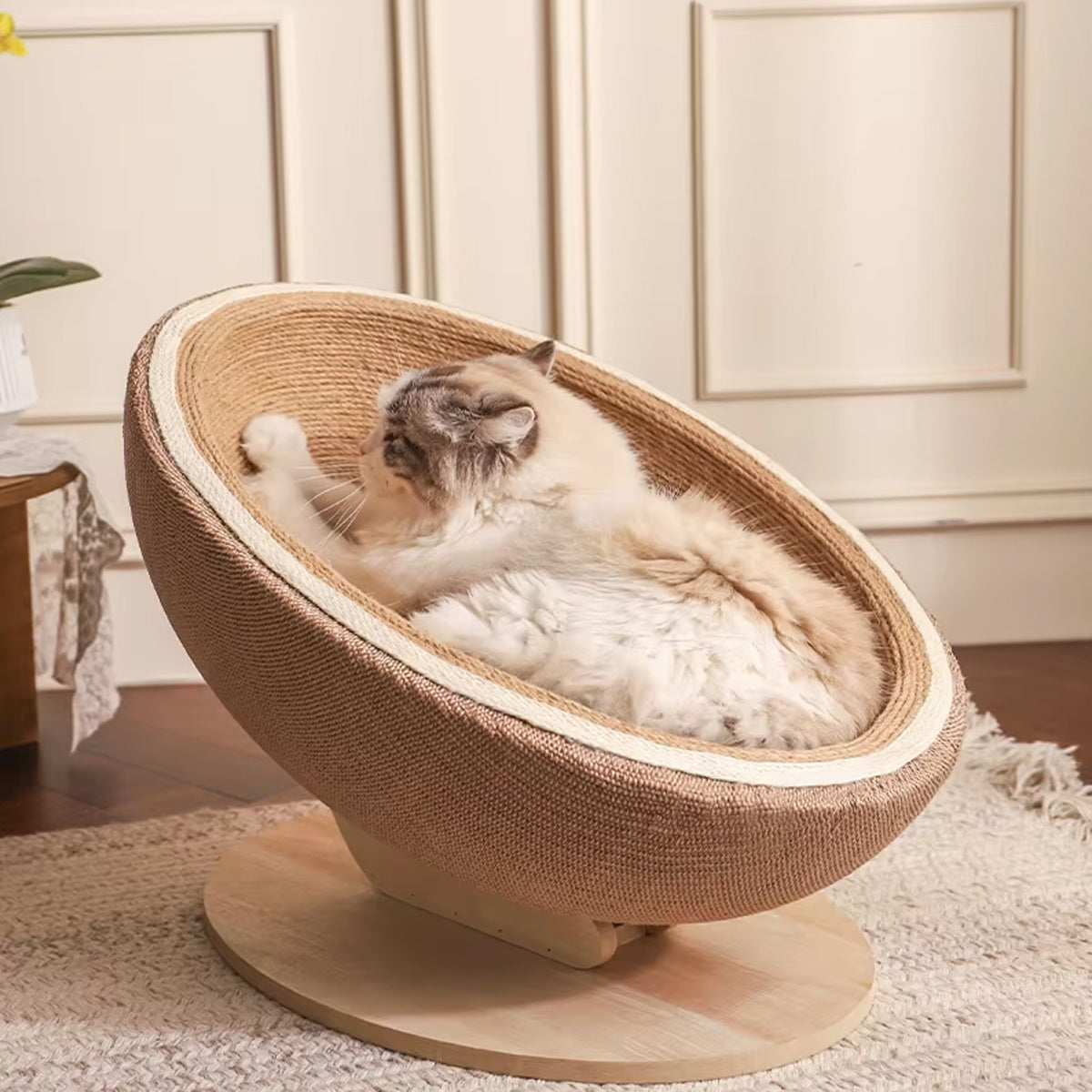 Luxury Eggshell Cat Scratching Nest for Lounging and Claw Care