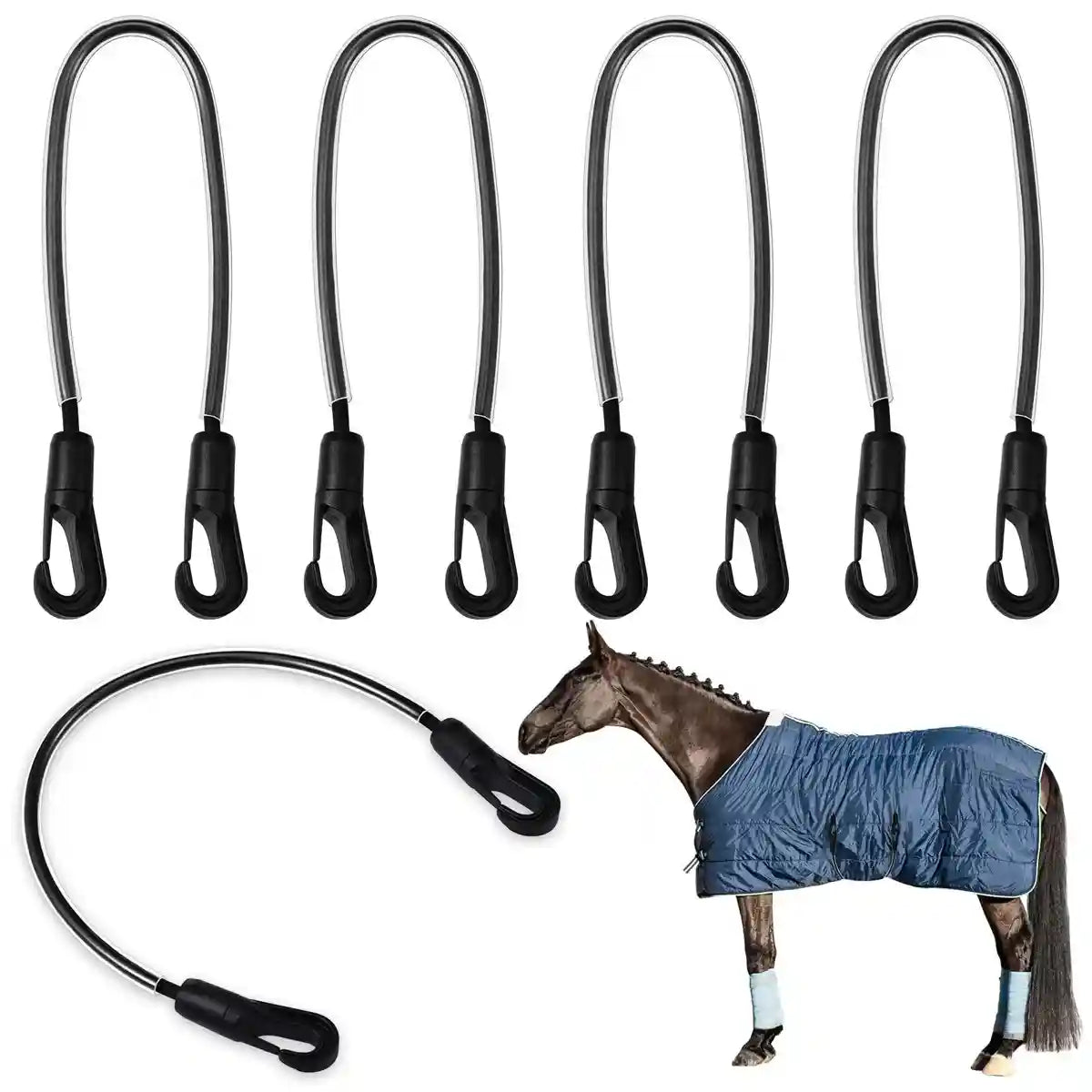 Horse Blanket Straps Elastic Double Clip Set With Storage Bag