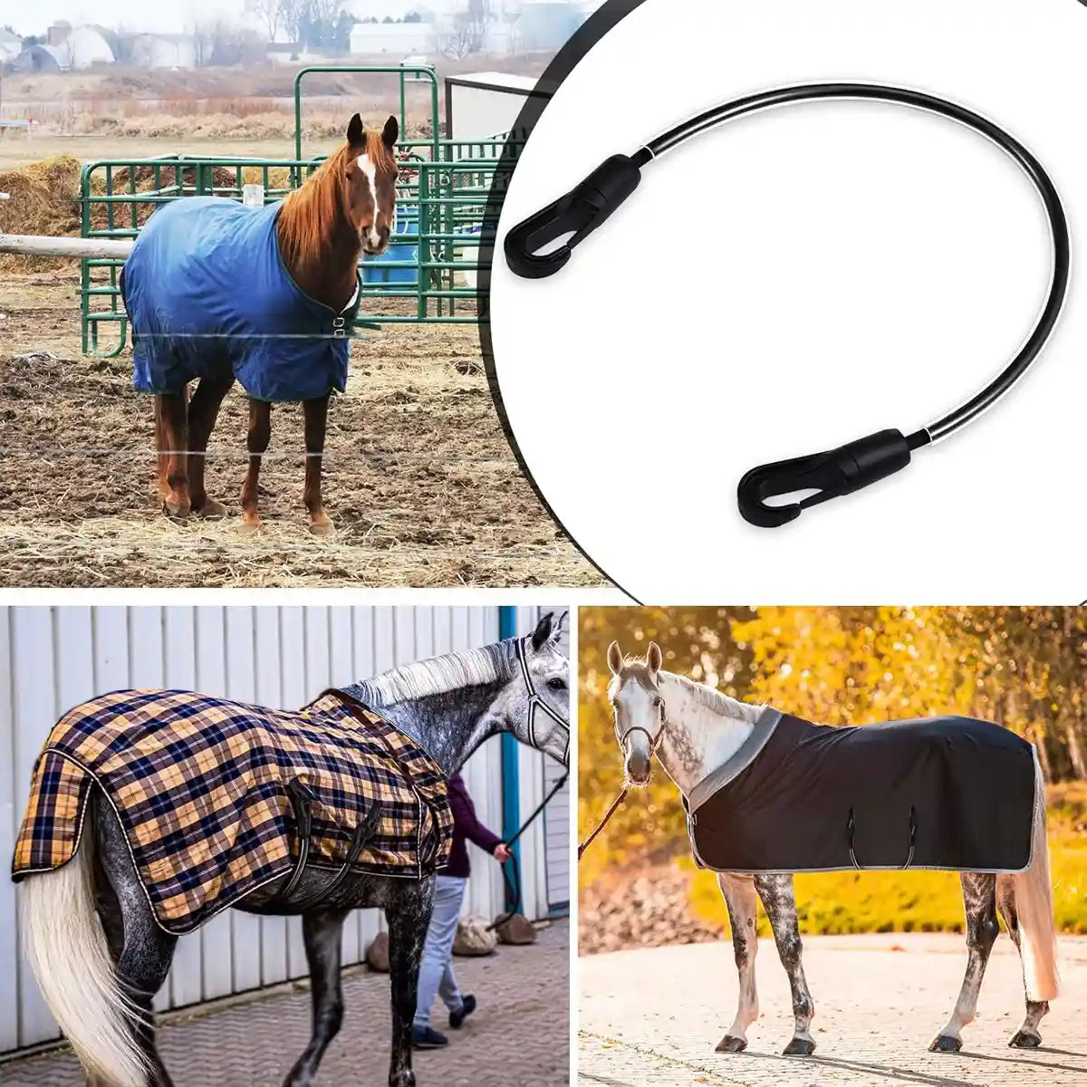 Horse Blanket Straps Elastic Double Clip Set With Storage Bag