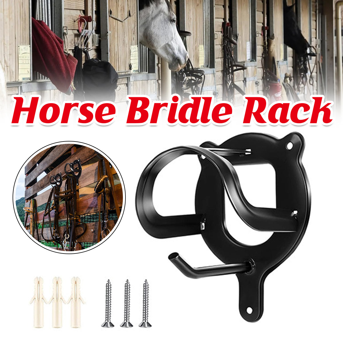 Heavy Duty Horse Bridle Rack Wall Mount | Stable Tack Hook – Petfection ...