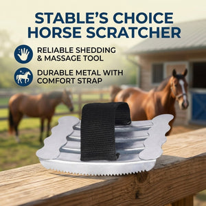 Metal Horse Curry Comb with Hand Strap, Shedding Grooming Scraper