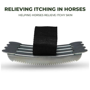 Metal Horse Curry Comb with Hand Strap, Shedding Grooming Scraper