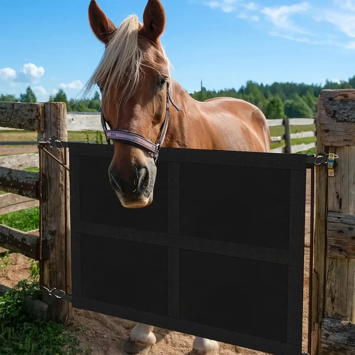 Heavy Duty Horse Stall Guard Fence with Adjustable Straps