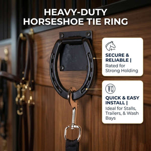Horse Tie Ring - Horseshoe Cross Tie Stable Anchor