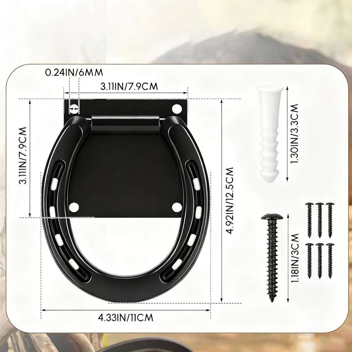 Horse Tie Ring - Horseshoe Cross Tie Stable Anchor