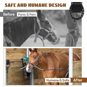 Horse Tie Ring - Horseshoe Cross Tie Stable Anchor