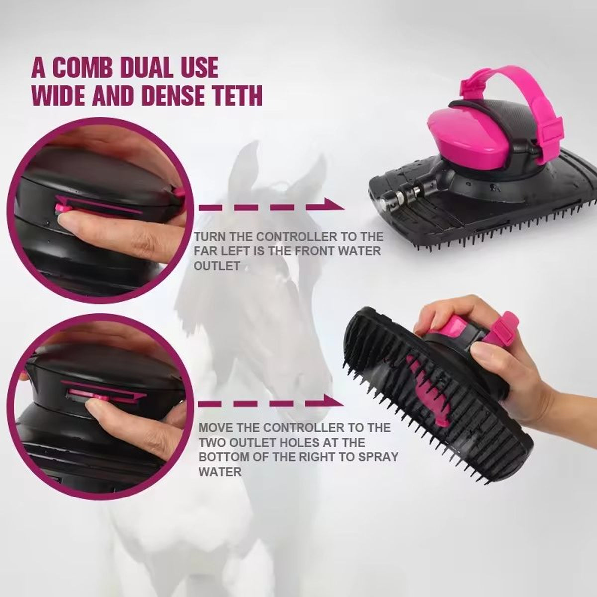 Grooming Made Easy with Spray-Equipped Horse Brush