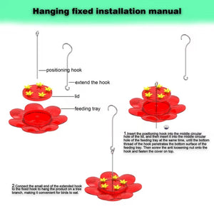 Red 2 in 1 Hanging Bird Feeder with Suction Cup