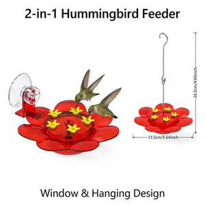 Red 2 in 1 Hanging Bird Feeder with Suction Cup