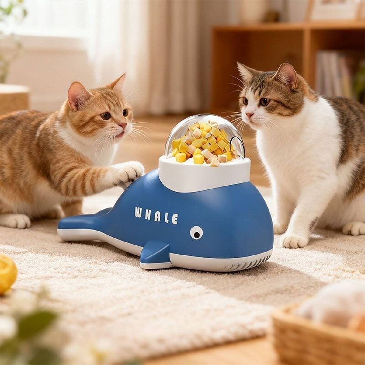 Pet Treat Dispenser Toy Interactive Whale Puzzle Toy
