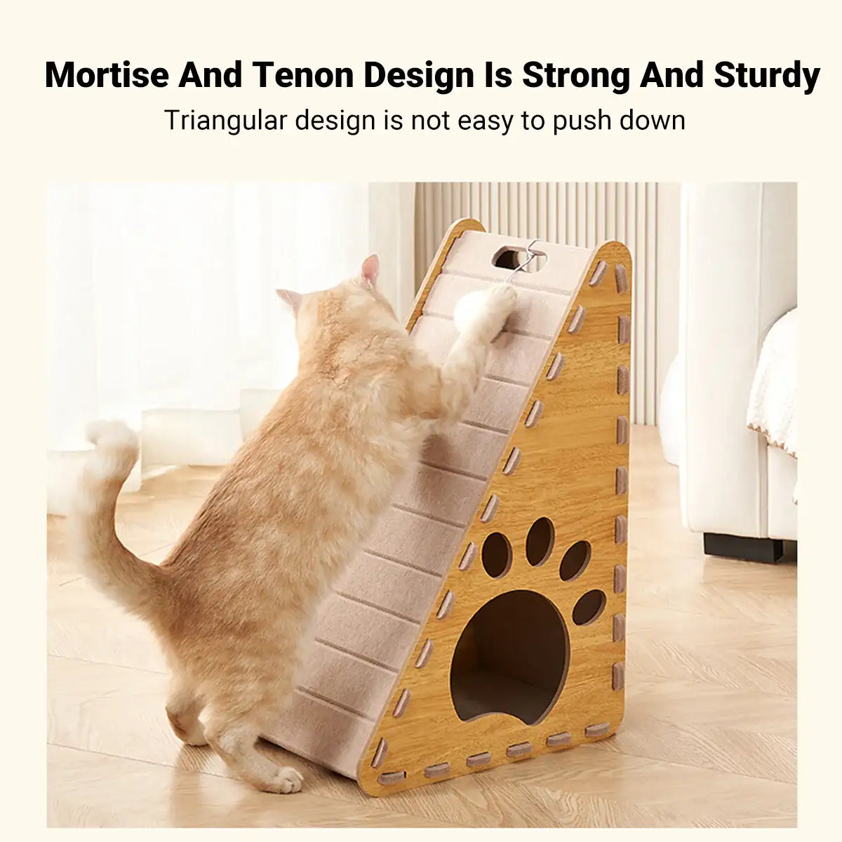 L-Shaped Cat Scratching Board with Nest and Plush Toy