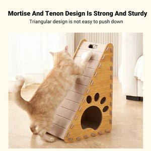 L-Shaped Cat Scratching Board with Nest and Plush Toy