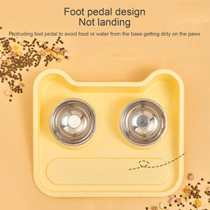 Leak-Proof Pet Food Bowl With Double Stainless Steel Bowls