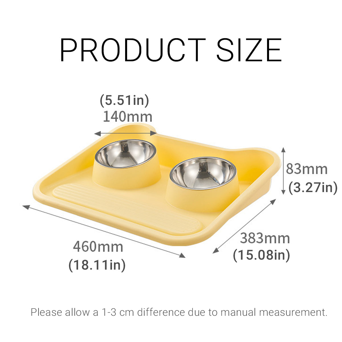 Leak-Proof Pet Food Bowl With Double Stainless Steel Bowls