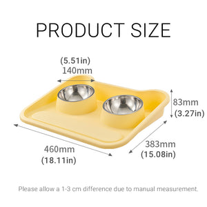 Leak-Proof Pet Food Bowl With Double Stainless Steel Bowls