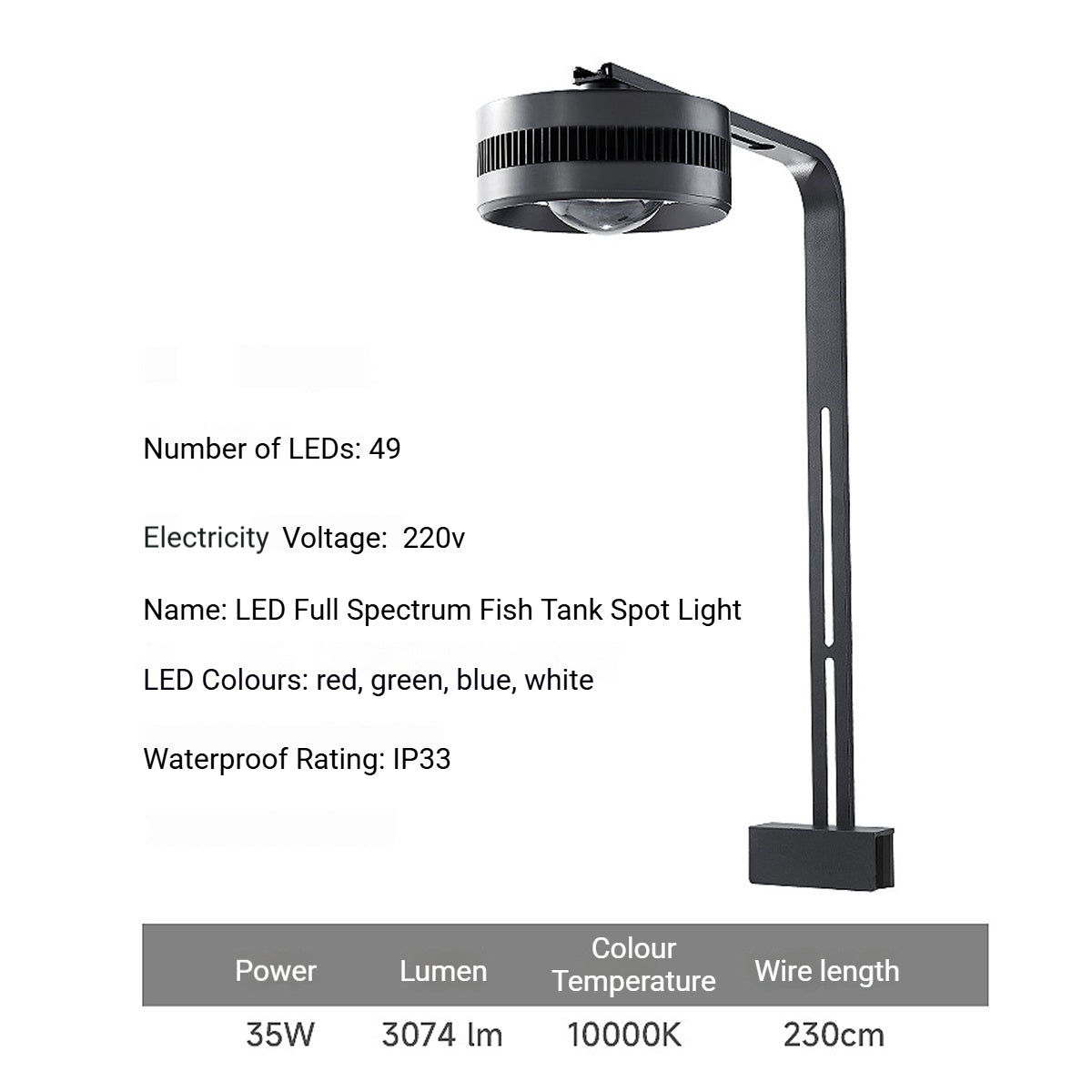 Aquarium LED Light 35W - Native Stream Tank Downlight (WRGB)