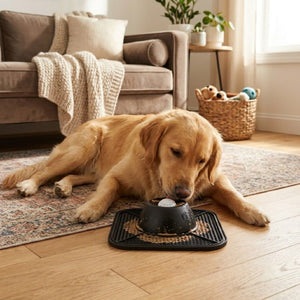 Black Dog Lick Bowl with Non Slip Silicone Mat