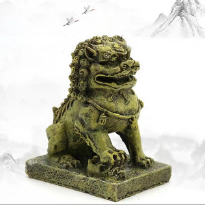 Aquarium Lion Statue Decoration Resin Fish Tank Ornament Figurine