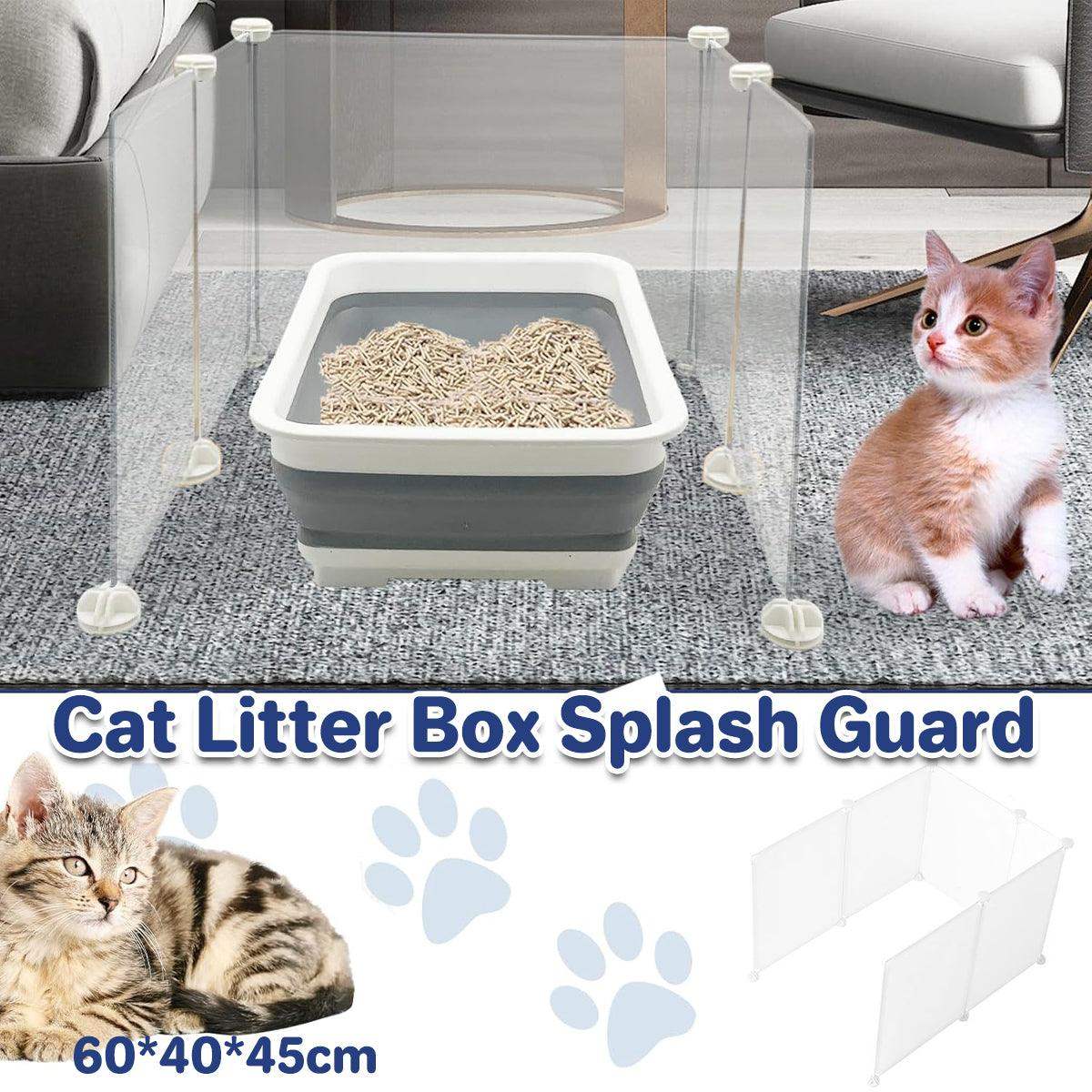 Splash Proof Cat Litter Box Enclosure Transparent & Easy-to-Clean Panels