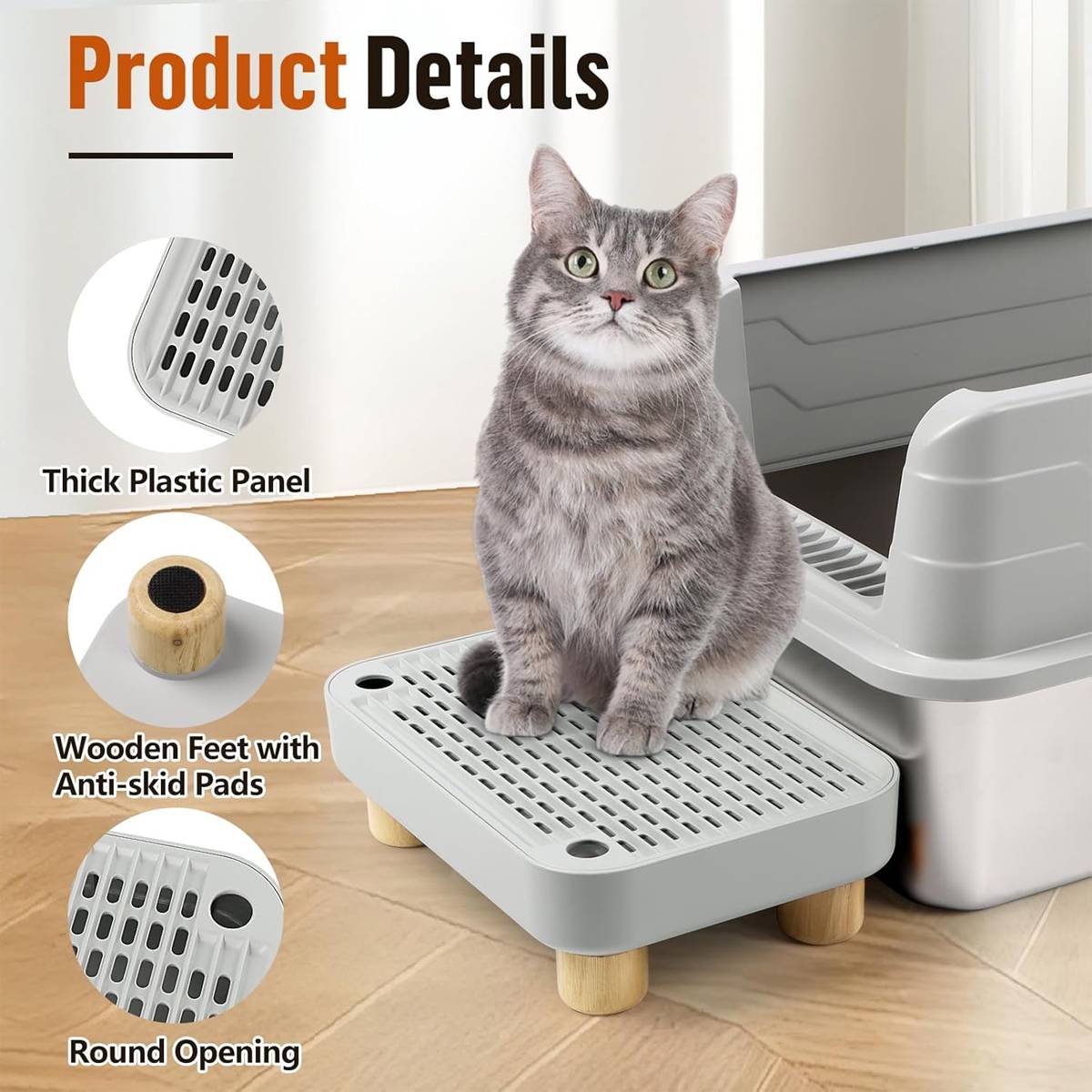 Cat Litter Box Mat - Wooden Pedal Sand Control Tray