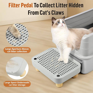 Cat Litter Box Mat - Wooden Pedal Sand Control Tray
