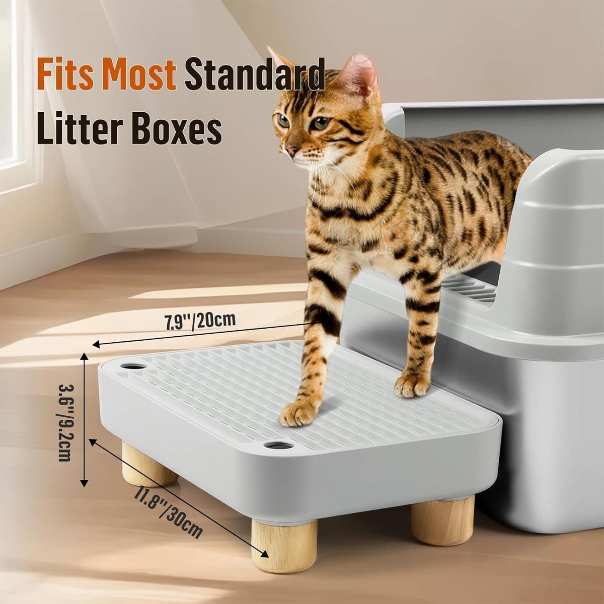 Cat Litter Box Mat - Wooden Pedal Sand Control Tray