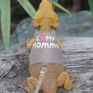 Luminous Reptile Clothes and Leash Set with "I Love Mommy" Print