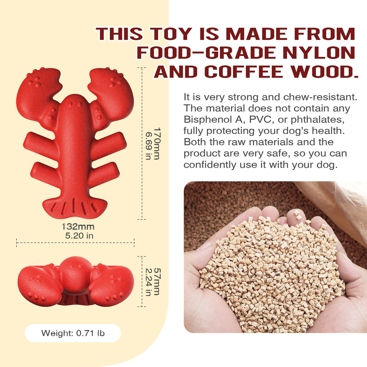 Tough Lobster Dog Chew Toy Durable Dental Toy for Large Breeds
