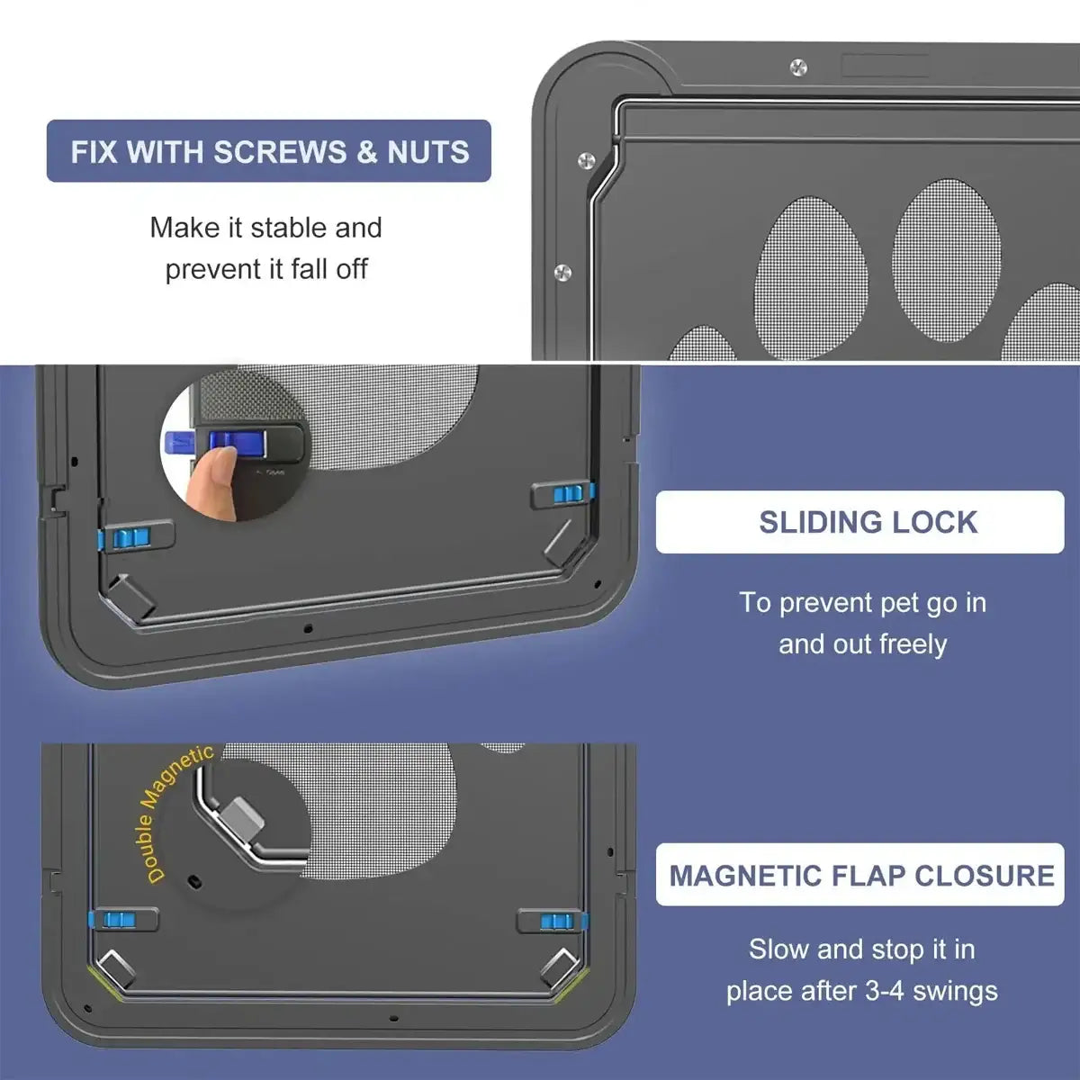 Magnetic Lock Pet Screen Door for Cats and Dogs