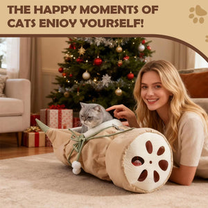 Lotus Root Shape Cat Tunnel Toy Durable Warm for Pet  Indoor Play Hide Seek Use