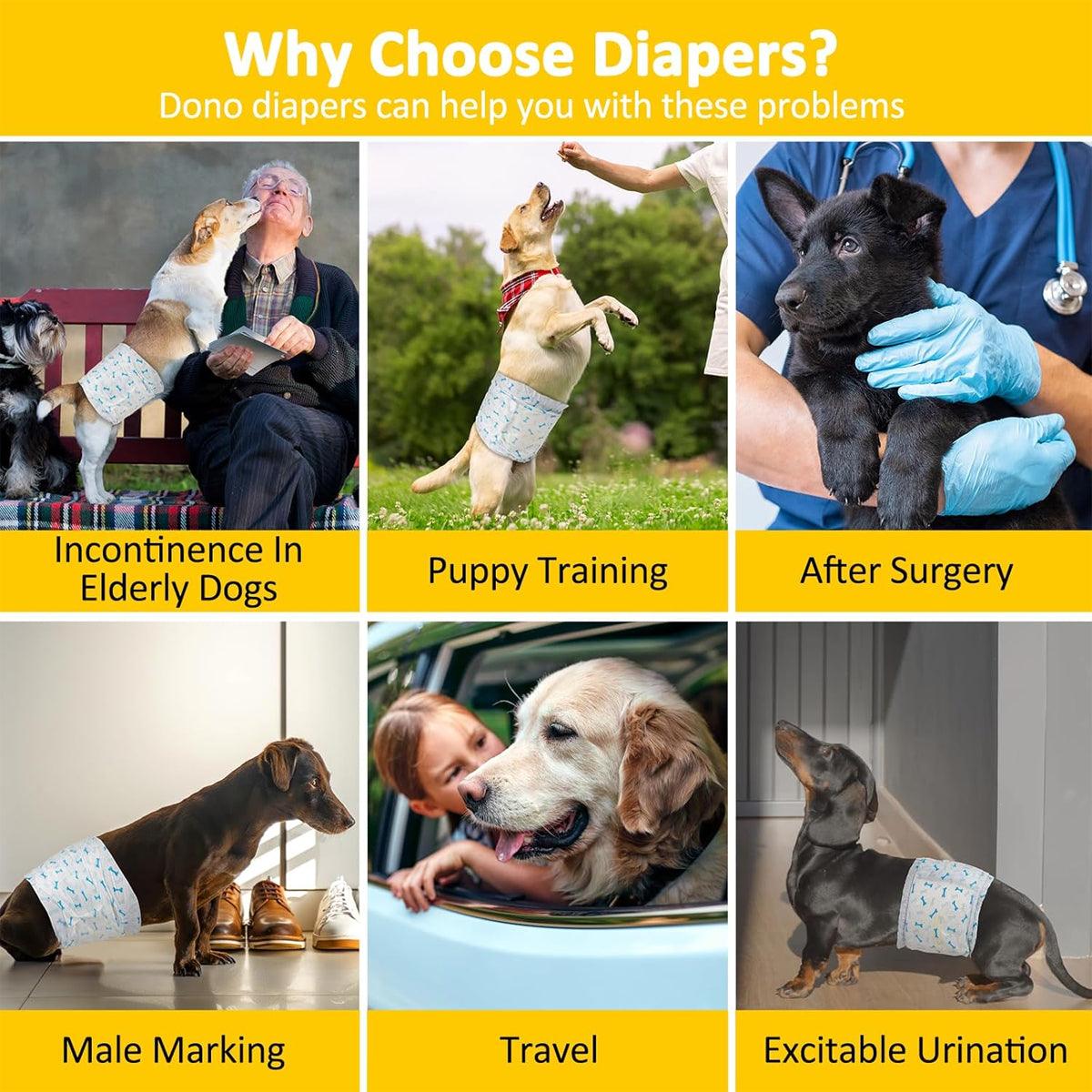 Male Dog Diapers Adjustable Fit Leak-Proof with Wetness Indicator