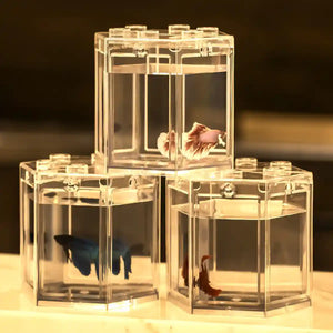 Mini Fish Tank Clear Desktop Aquarium for Betta & Small Fish