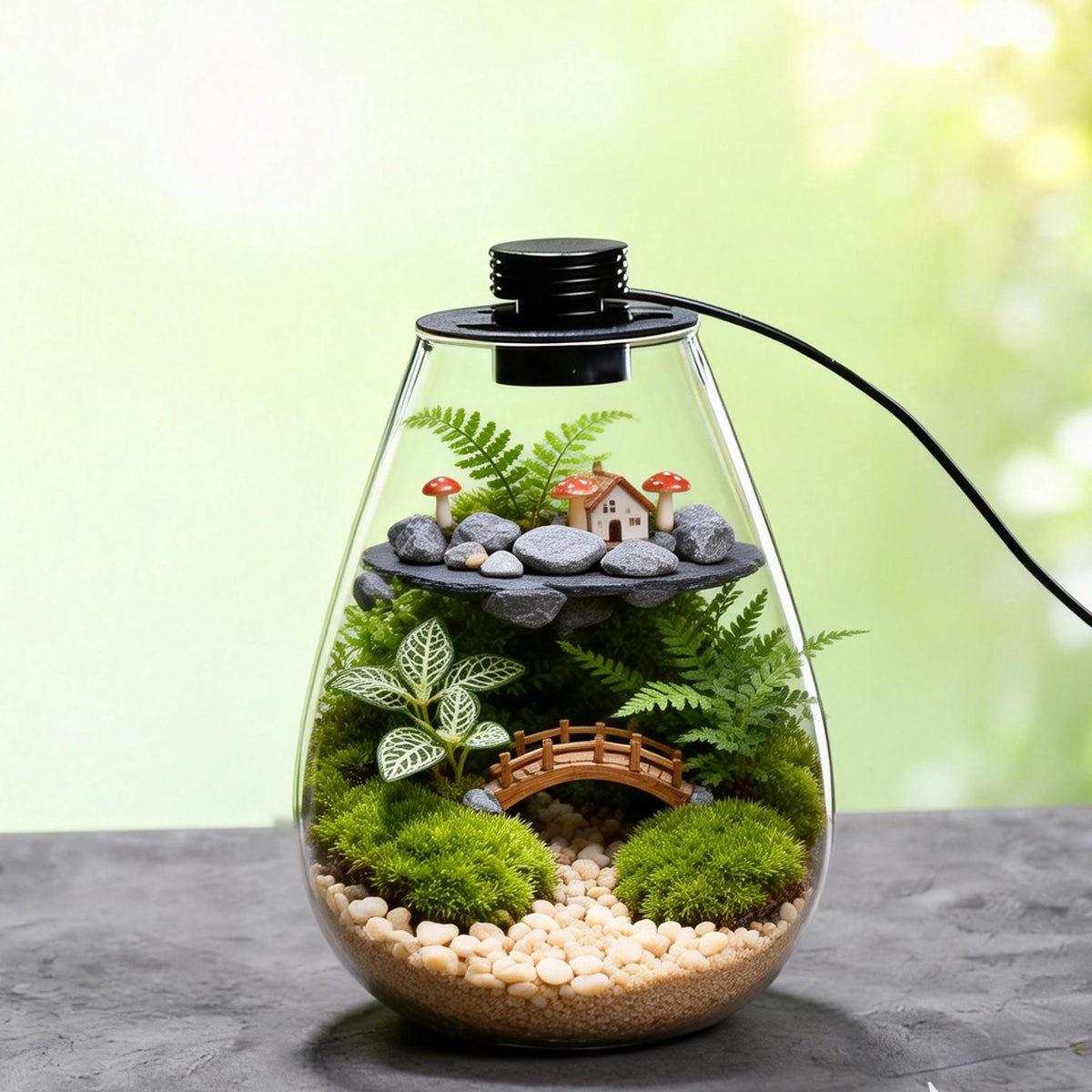 Miniature Landscape Glass Bottle With USB Light