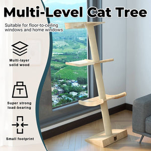 Minimalist Cat Tree Wooden Multi-Level Tower