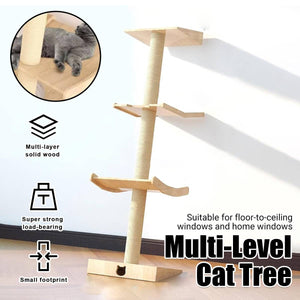 Minimalist Cat Tree Wooden Multi-Level Tower