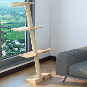 Minimalist Cat Tree Wooden Multi-Level Tower