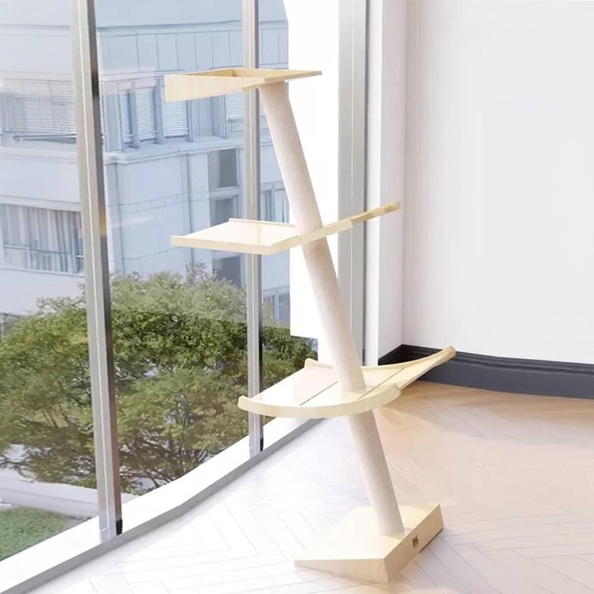 Minimalist Cat Tree Wooden Multi-Level Tower
