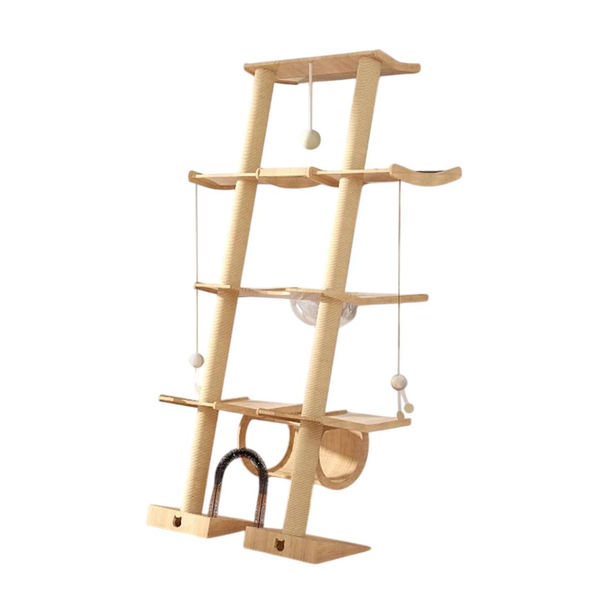 Scandinavian Cat Tree Multi-Level Wooden Climbing Tower