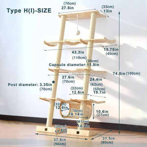 Scandinavian Cat Tree Multi-Level Wooden Climbing Tower
