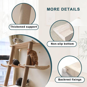Scandinavian Cat Tree Multi-Level Wooden Climbing Tower