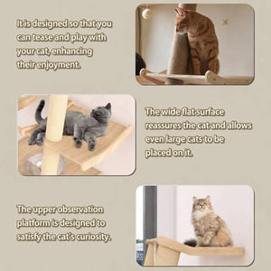 Scandinavian Cat Tree Multi-Level Wooden Climbing Tower