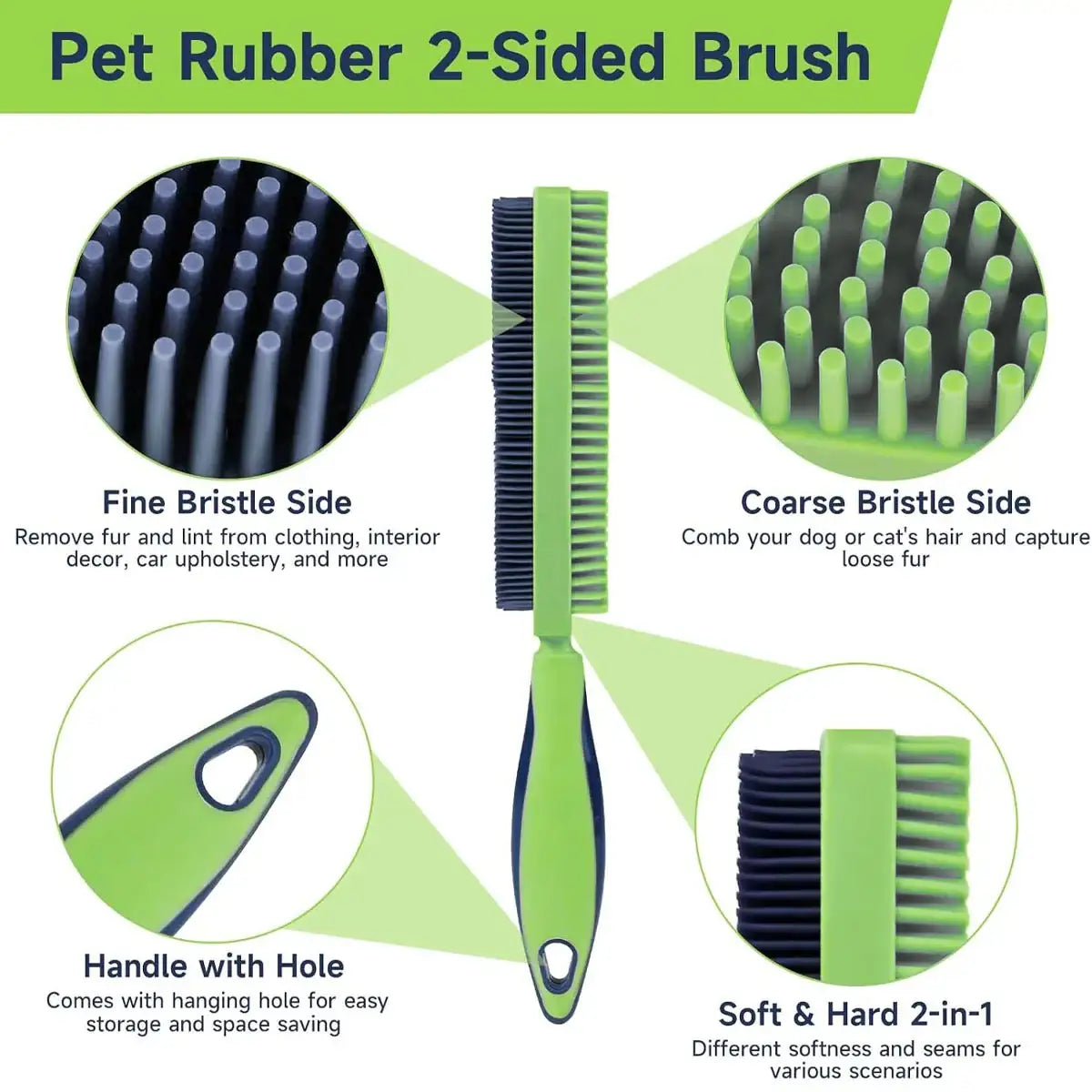 2-in-1 Pet Hair Removal Brush with Dual-Sided Bristles